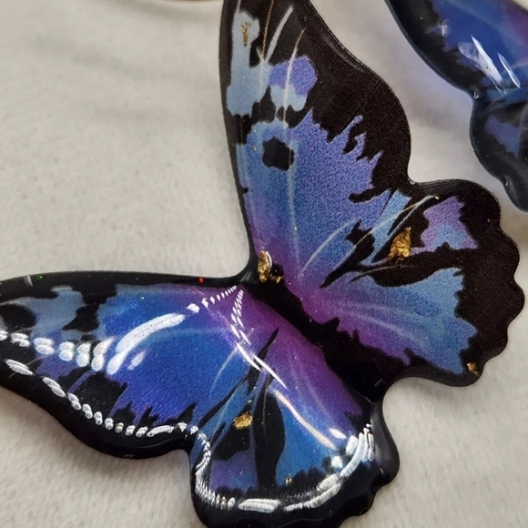 Lot Of 3 Pairs Bijou BRIGITTE Pierced Earrings Butterfly Gold Nugget Green Hoop - Picture 5 of 15